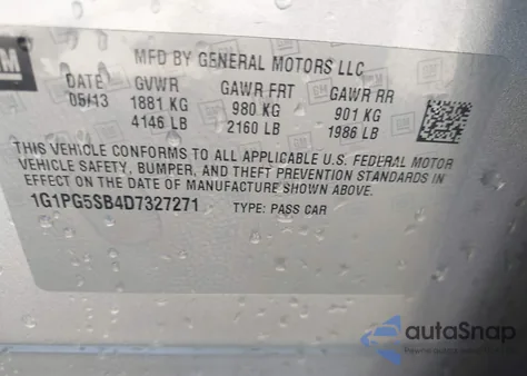 2013 Chevrolet Cruze Ltz from USA, damaged, VIN 1G1PG5SB4D7327271
